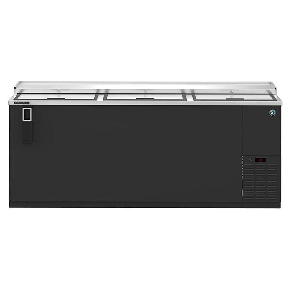 Hoshizaki 80" Horizontal Refrigerator, Three Section Black Vinyl Bottle Cooler, Front View