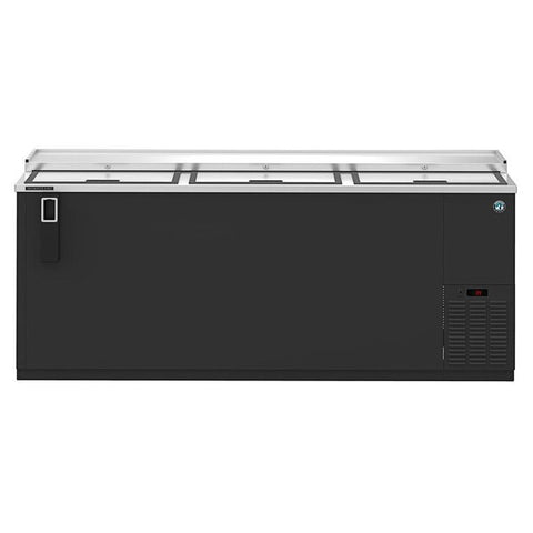 Hoshizaki 80" Horizontal Refrigerator, Three Section Black Vinyl Bottle Cooler, Front View