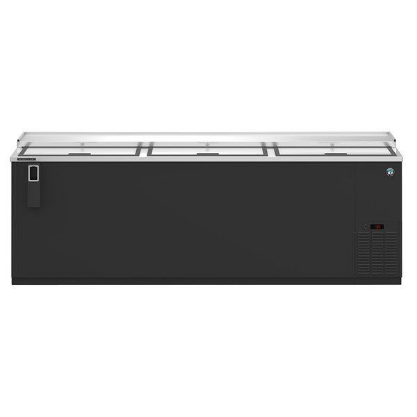 Hoshizaki 95" Horizontal Refrigerator, Three Section Black Vinyl Bottle Cooler, Front View