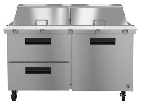 Hoshizaki 60” 1 Door, 2 Drawer Mega Top Stainless Steel Refrigerated Sandwich Prep Table Front View
