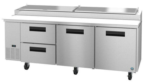 Hoshizaki 93" Refrigerator Three Section Pizza Prep Table, 2 Stainless Drawer and 2 Door From The Right
