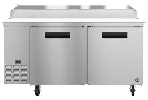 Hoshizaki 67" Refrigerator Single Section Pizza Prep Table, 2 Stainless Door Front View