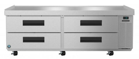 Hoshizaki Two Section Refrigerator Chef Base Prep Table, 2 Stainless Drawer Front View