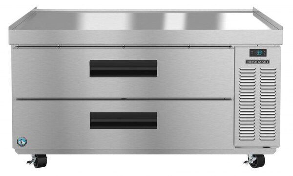 Hoshizaki Single Section Refrigerator Chef Base Prep Table, 2 Stainless Drawer Front View