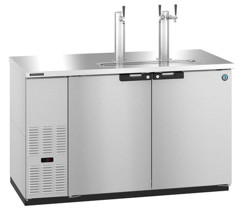 Hoshizaki Two Section Refrigerator Stainless Steel Single/Double Tap Kegerator, View on the Left