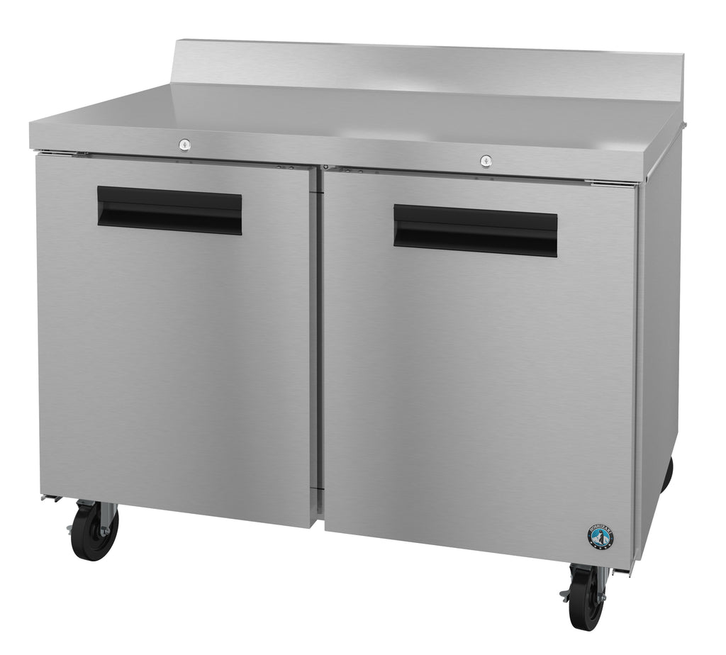 Hoshizaki 48" Two Door Worktop Refrigerator, Stainless Doors With Lock, View on the Right