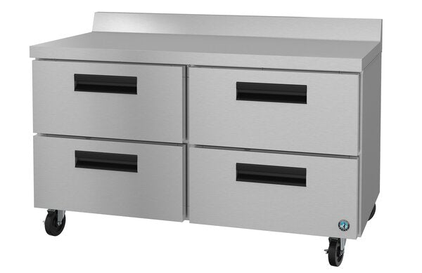 Hoshizaki 60" Four Drawer Worktop Refrigerator, Stainless Drawers With Lock, View on the Right