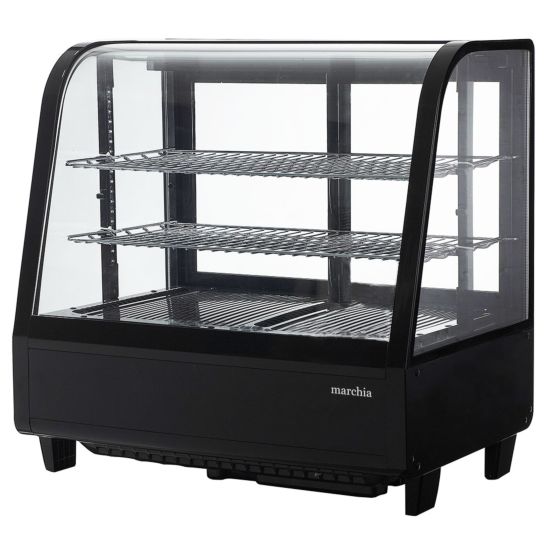 Marchia MDC100 27" Black Countertop Refrigerated Curved Glass Bakery Display Case with LED Lighting Side View