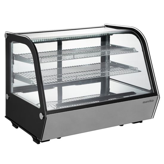 Marchia MDC161 36" Countertop Refrigerated Curved Glass Bakery Display Case with LED Lighting Side View