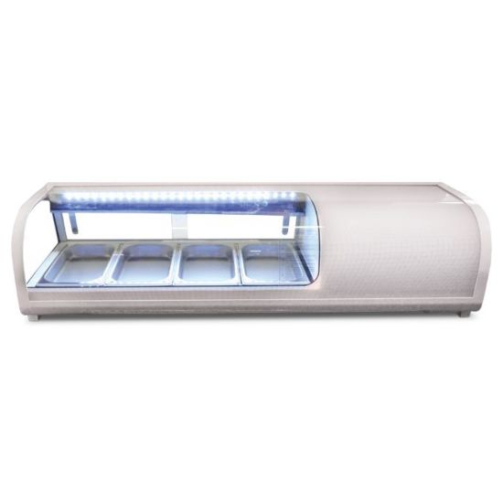 Marchia MSU140S 46" Refrigerated 4-Pan Sushi Display Case, Silver Side View
