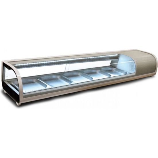 Marchia MSU150S 53" Refrigerated 5-Pan Sushi Display Case, Silver Side View