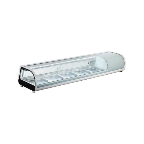 Marchia MSU170S 71" Refrigerated 5-Pan Sushi Display Case, Silver Side View