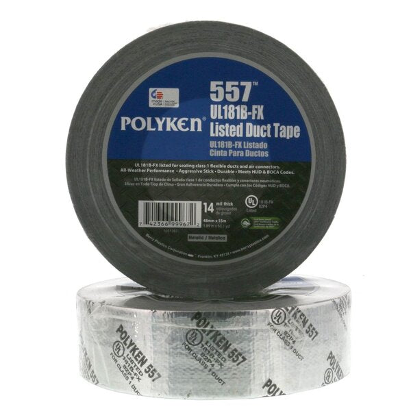 Polyken 557 2" Metallic Premium Duct Tape UL181B-FX Listed Side View