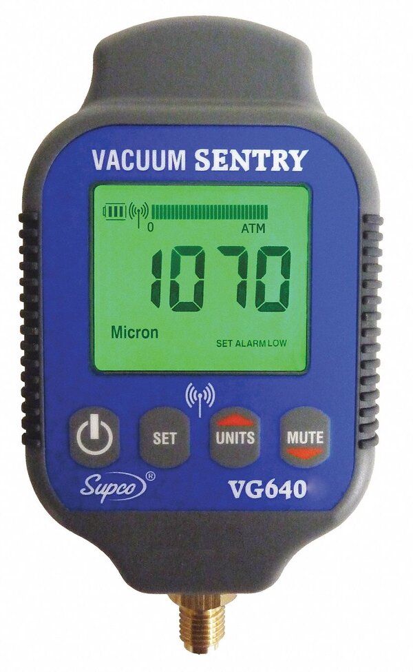 Supco VG640D Dual Port Digital Vacuum Sentry Vacuum Gauge Front View