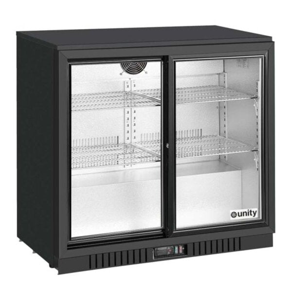 Unity U-BB2 36" Countertop Two Sliding Door Merchandising Bar Cooler Side View