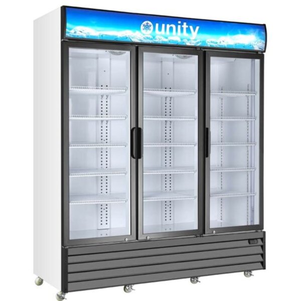 Unity U-GM-3 68" Three Glass Door Merchandiser Refrigerator with LED Lighting Side View