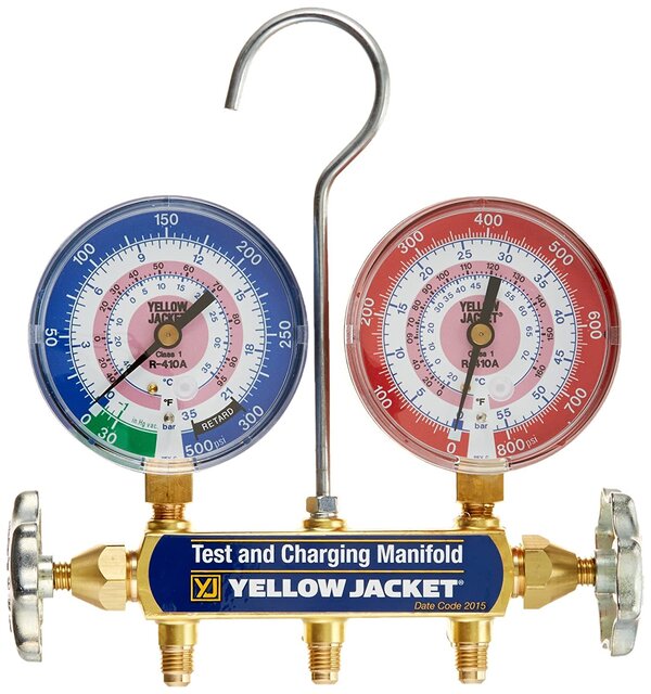 Yellow Jacket R22/R404A/R410A Manifold Front View