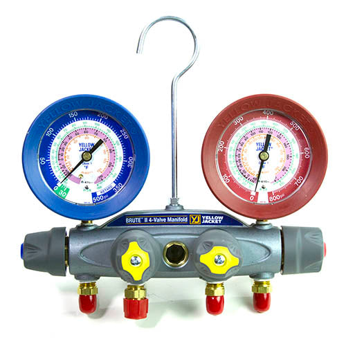 Yellow Jacket Brute II 4-Valve Manifolds Front View