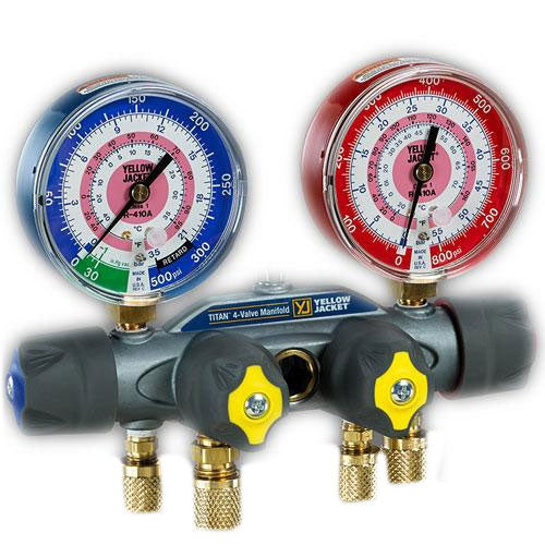 Yellow Jacket R22/R404A/R410A Manifold Front View