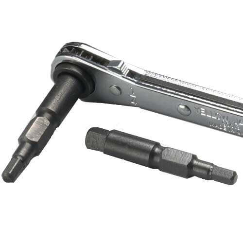 Yellow Jacket Ratchet Wrench and Hex Key Adapter Set Side View