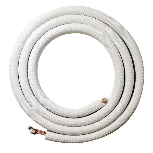 1/4" LL x 3/8" SL Mini Split Refrigerant Line Set w/ Flare Nuts, 3/8" Insulation (25 Ft.) Front View