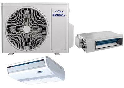 Boreal 18,000 BTU Dual Zone Wall Mounted/Slim Duct Mini-Split Heat Pump System (9k, 9k) 208-230V Front View