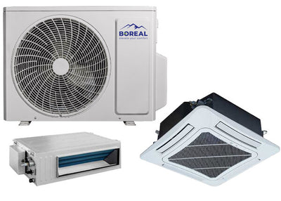 Boreal 30,000 BTU Dual Zone Ceiling Cassette/Slim Duct Mini Split System (18k, 12k) 208-230V Front View
