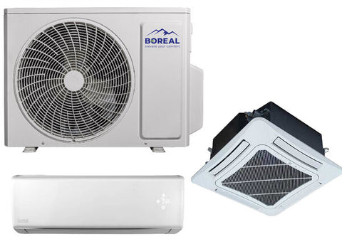 Boreal 30,000 BTU Dual Zone Wall Mounted/Ceiling Cassette Mini Split System (18k, 12k) 208-230V Front View