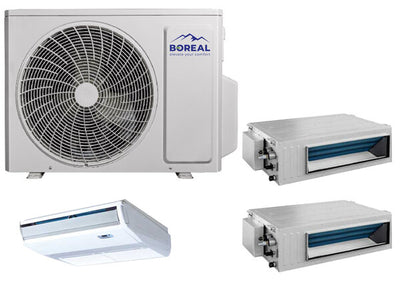 Boreal 30,000 BTU Tri Zone Universal Floor/Ceiling/Slim Duct Mini Split System (18k, 9k, 9k) 208-230V Front  View