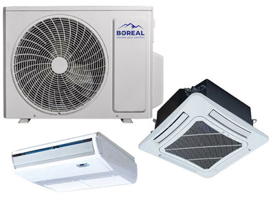 Boreal 30,000 BTU Dual Zone Ceiling Cassette/Universal Floor/Ceiling Mini Split System (18k, 12k) 208-230V Front View