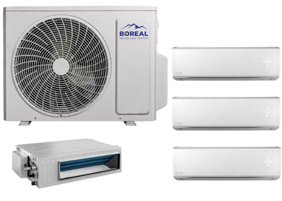 Boreal 36,000 BTU 4-Zone Wall Mounted/Slim Duct Mini Split System (9k, 9k, 9k, 9k ) 208-230V Front View 