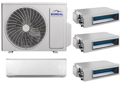 Boreal 36,000 BTU 4-Zone Wall Mounted/Slim Duct Mini Split System (9k, 9k, 9k, 9k) 208-230V Front View