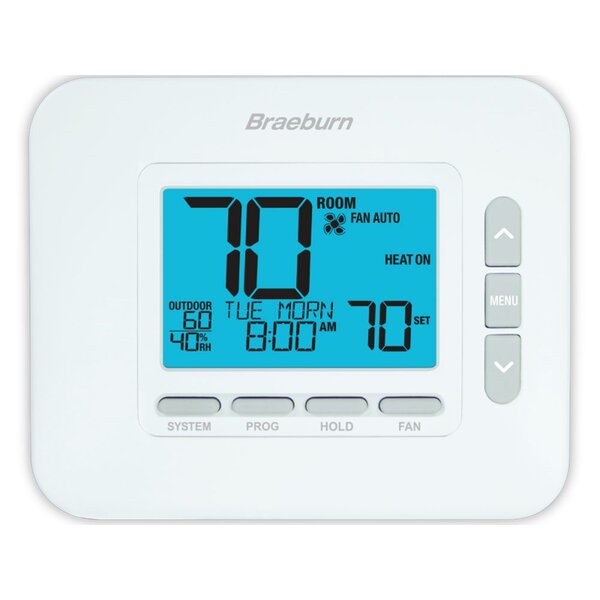 Braeburn 2H/1C 3H/2C Programmable Thermostat with Dry Contact and Humidity Control Model 4235 Front View
