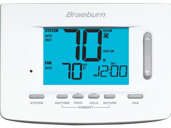 Braeburn Universal Thermostat Auto Changeover Programmable Model 5025 Front View