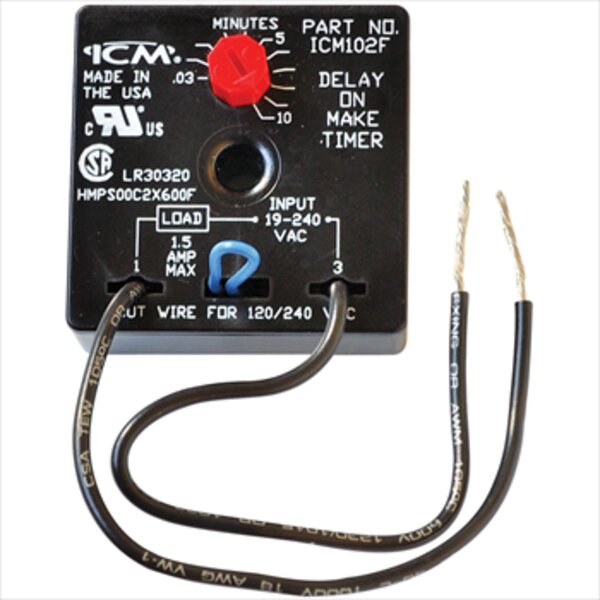ICM ICM102F Delay on Make Timer, 6" Wire Leads (.03-10 Minute Adjustable Delay) Front View