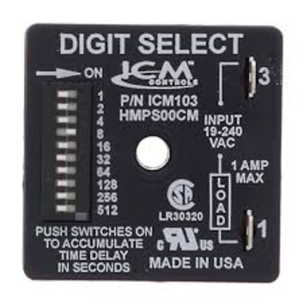 ICM ICM103 Delay on Make Timer (1-1,023 Second Switch-Settable Delay) Front View