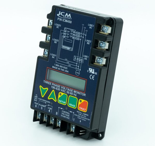 ICM ICM450A 3 Phase Line Voltage Monitor - Delay on Break Timer, 0-10 Minutes (English & Spanish) Side View