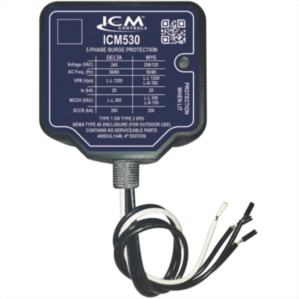 ICM ICM530 3-Phase Surge Protective Device for 240VAC (Delta) or 120/208VAC (Wye) Front View