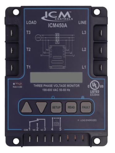 ICM ICM450A 3 Phase Line Voltage Monitor - Delay on Break Timer, 0-10 Minutes (English & Spanish)