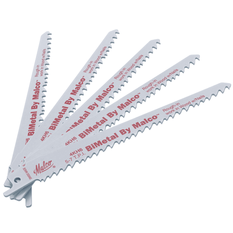 Malco 4KH6 Milled Variable/Standard Reciprocating BiMetal Wood Saw Blade (5 Pack) Front View