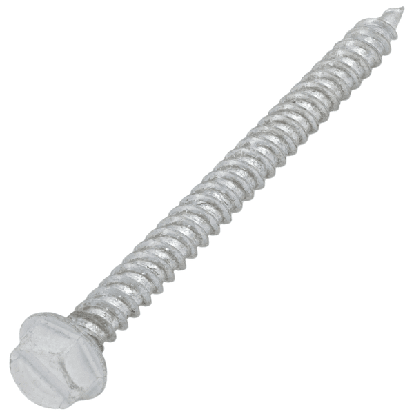 Malco HW8X11/2ZT 1-1/2" (Length) 1/4" (Head Size) Slotted Hex Washer Head Zip-In Sheet Metal Screws (250 Pack) Front View