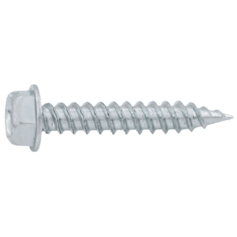 Malco HW8X1ZT 1" (Length) 1/4" (Head Size) Slotted Hex Washer Head Zip-In Sheet Metal Screws (500 Pack) Side View