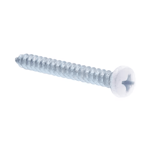 Malco PO8X2ZWG 2" (Length) #2 Phillips Oval (Head Size) Painted Zip-In Register Sheet Metal Screws, White  Front Side