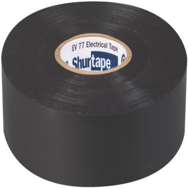 Shurtape EV 077 Black Electrical Tape - 3/4 in Width x 66 ft Length - 7.0 mil Thick 104706 Side View
