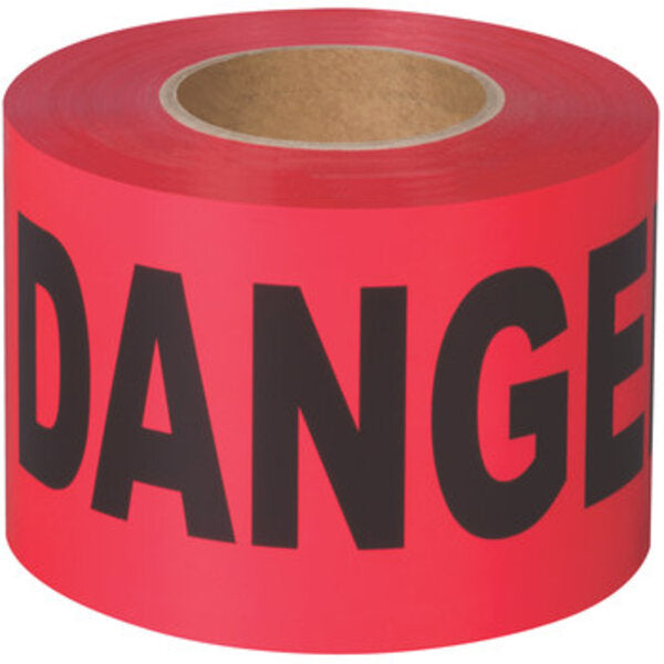 Shurtape BT 100 Red Barricade Tape - 3 in Width x 1000 ft Length - 2 - 3 mil Thick 232532 Side View