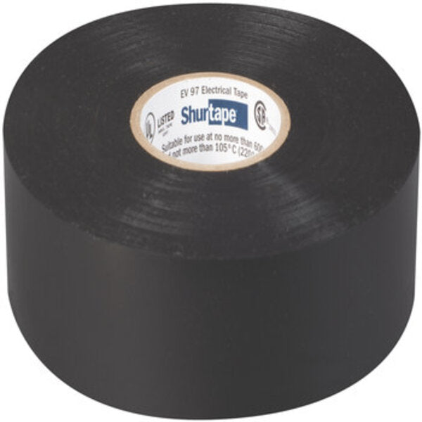 Shurtape EV 097 Black Electrical Tape - 3/4 in Width x 66 ft Length - 8.5 mil Thick 104697 Side View