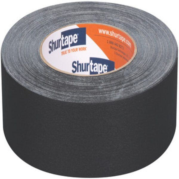 Shurtape P 628 Black Gaffer's Tape - 48 mm Width x 50 m Length - 10.75 mil Thick 138775 Side View