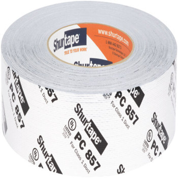 ShurtapePC 857 Silver Duct Tape - 48 mm Width x 55 m Length - 14 mil Thick 101015 Side View
