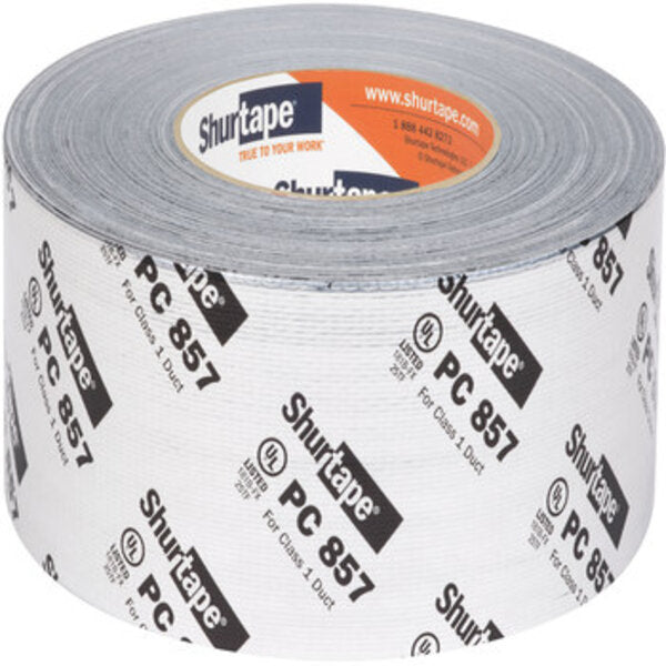Shurtape PC 857 Silver Duct Tape - 72 mm Width x 55 m Length - 14 mil Thick 101014 Side View