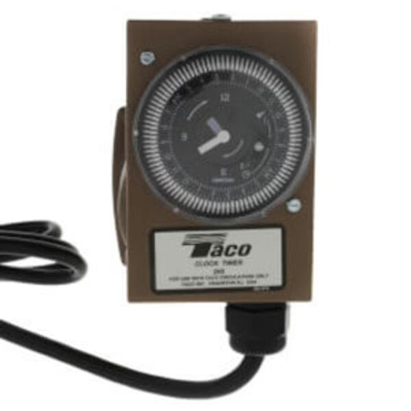 Taco 006-BC7-1PNP Plumb n' Plug Pump w Line Cord, Analog Timer, & IFC, 140 HP (12 Sweat) Side View